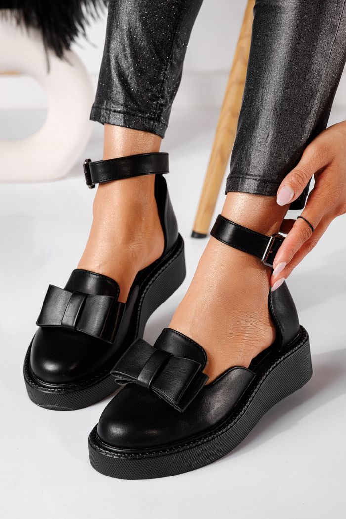 Всекидневни дамски обувки черни от еко кожа Willy #24212