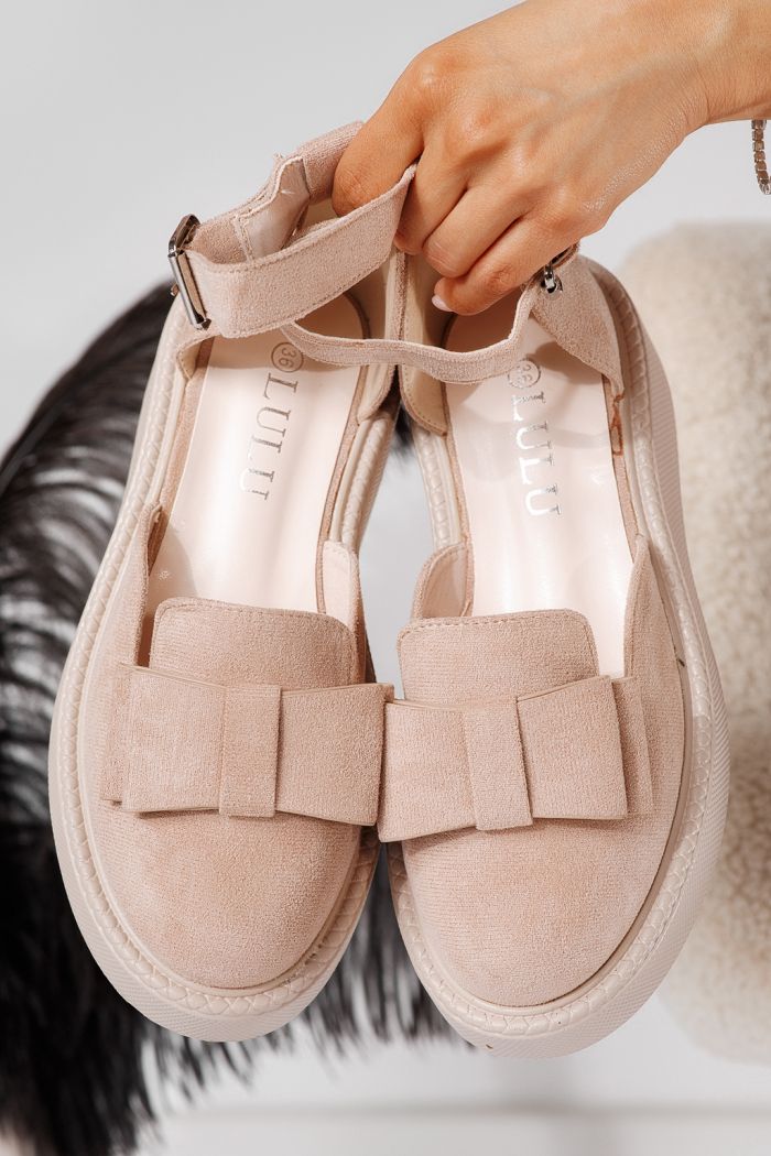 Всекидневни дамски обувки бежови от обърната еко кожа Willy #24221