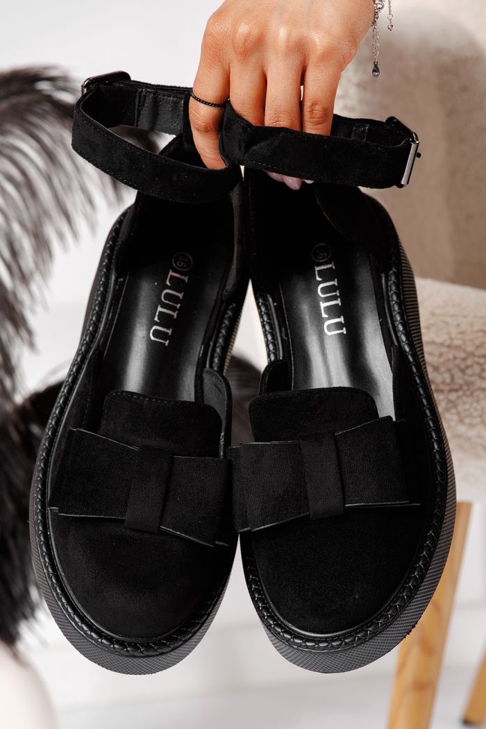 Всекидневни дамски обувки черни от обърната еко кожа Willy #24222