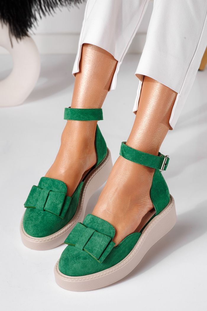 Всекидневни дамски обувки зелени от обърната еко кожа Willy #24223