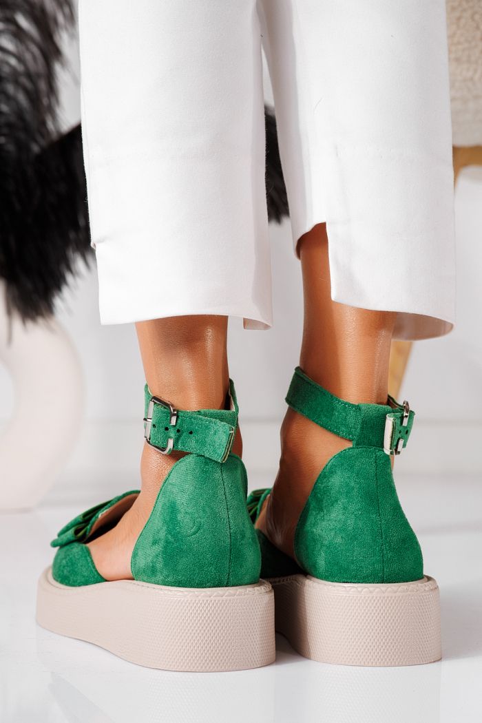 Всекидневни дамски обувки зелени от обърната еко кожа Willy #24223