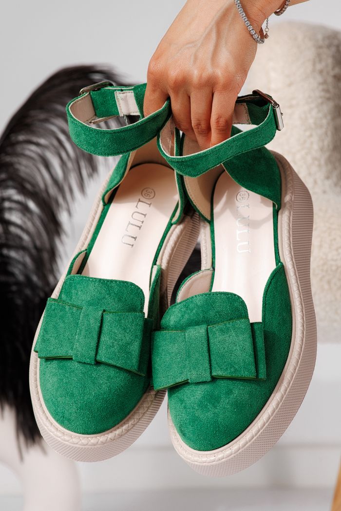 Всекидневни дамски обувки зелени от обърната еко кожа Willy #24223