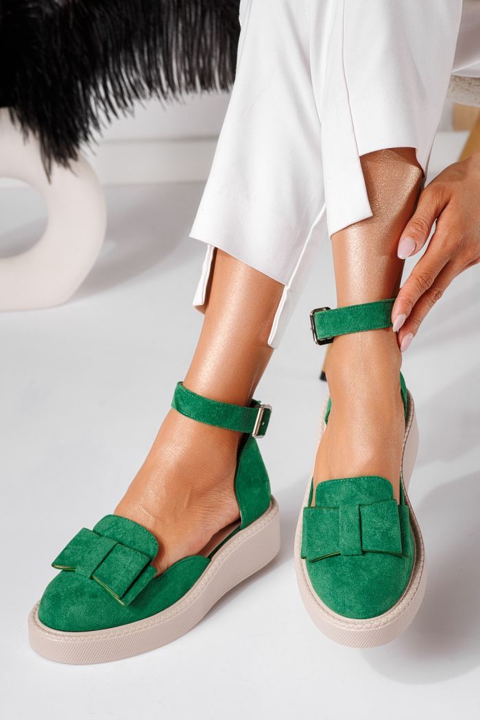 Всекидневни дамски обувки зелени от обърната еко кожа Willy #24223