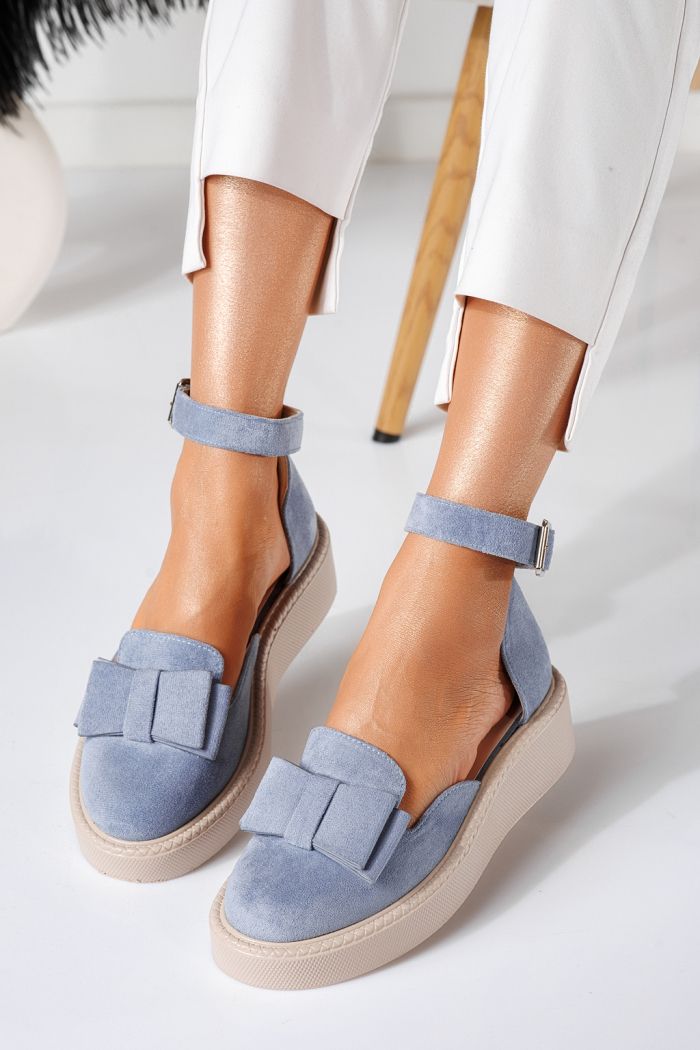 Всекидневни дамски обувки сини от обърната еко кожа Willy #24224