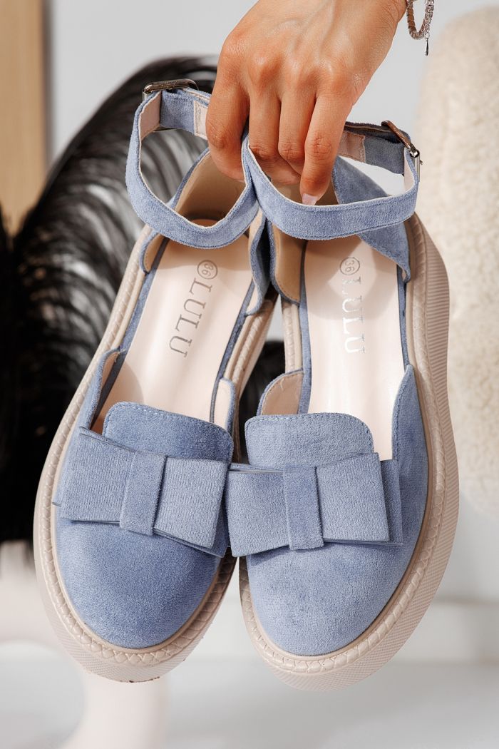 Всекидневни дамски обувки сини от обърната еко кожа Willy #24224