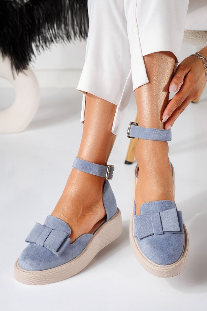 Всекидневни дамски обувки сини от обърната еко кожа Willy #24224