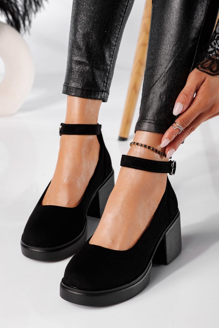 Всекидневни дамски обувки черни от обърната еко кожа Troya #24227