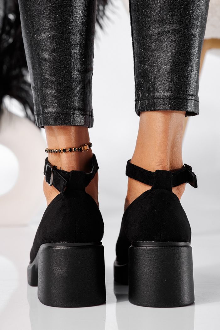 Всекидневни дамски обувки черни от обърната еко кожа Troya #24227