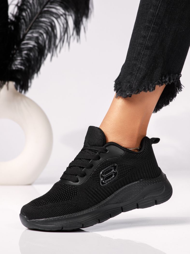 Дамски маратонки черни от текстилен материал Mia #24288