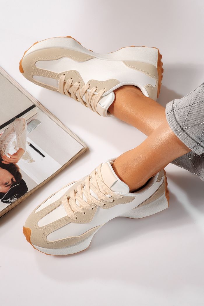 Дамски маратонки бежови от еко кожа Clare #24296