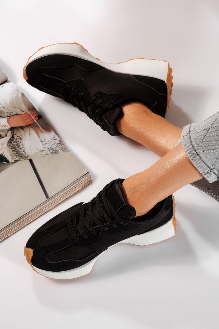 Дамски маратонки черни от еко кожа Clare #24297