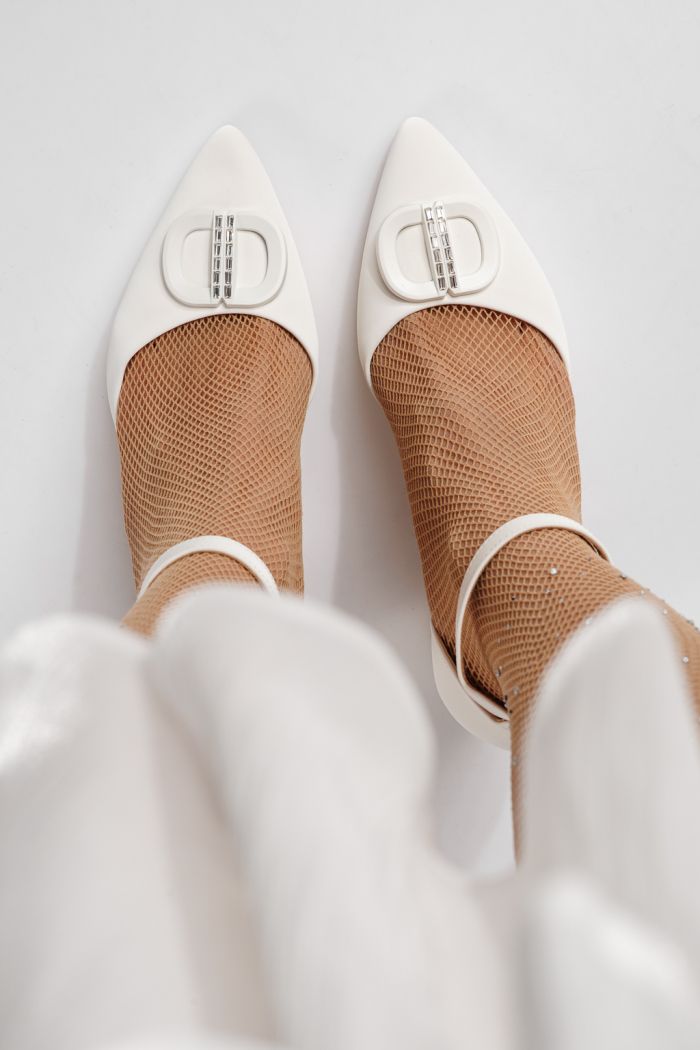 Дамски обувки с ток бели от еко кожа Chira #24249