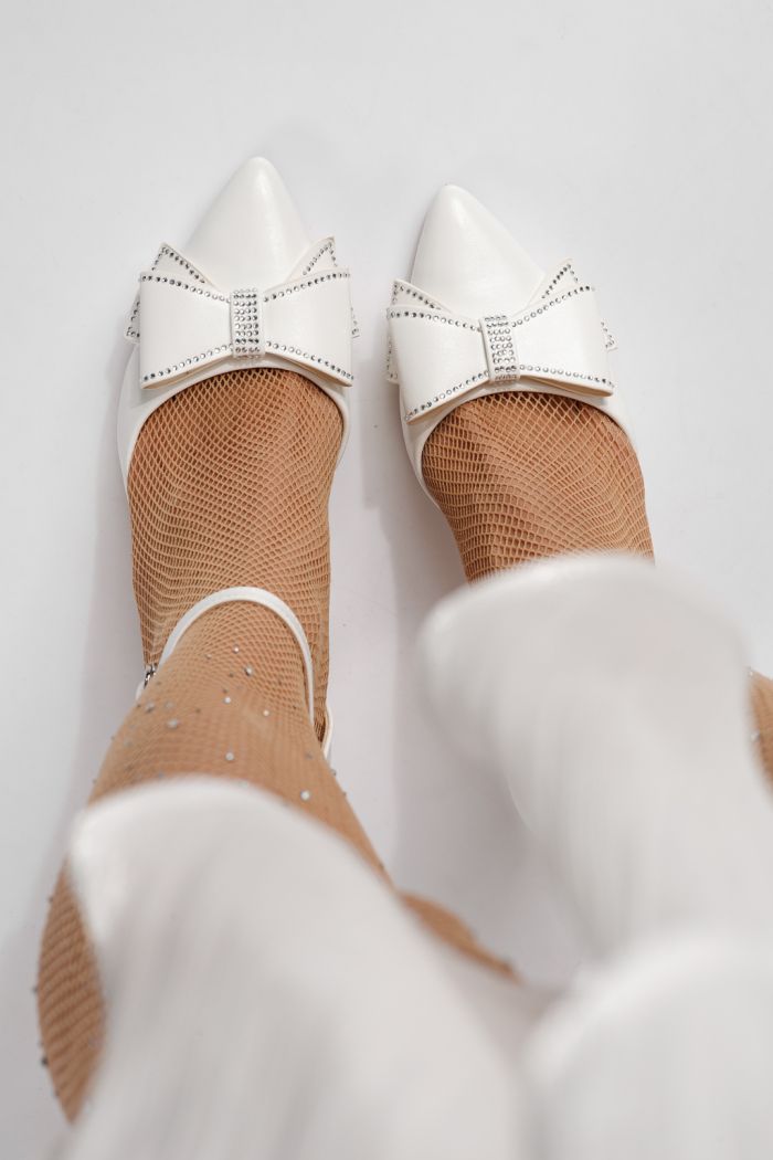 Дамски обувки с ток бели от еко кожа Fathia #24254