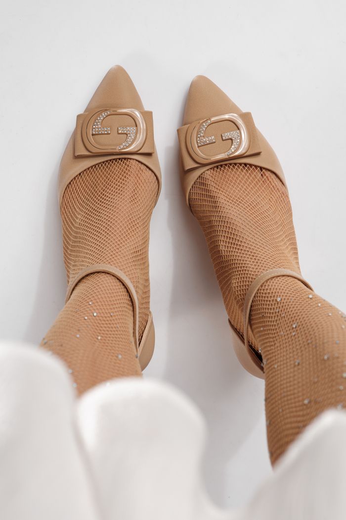 Дамски обувки с ток каки от еко кожа Erica #24253