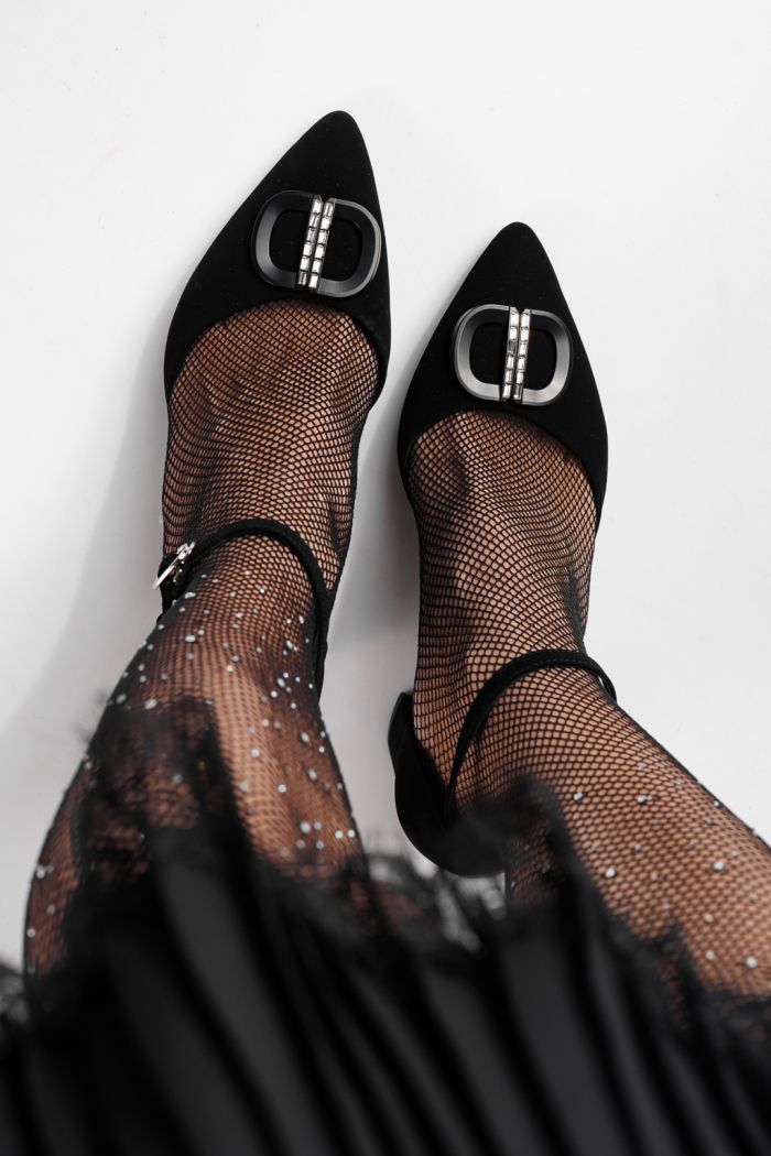 Дамски обувки с ток черни от еко кожа Chira #24248