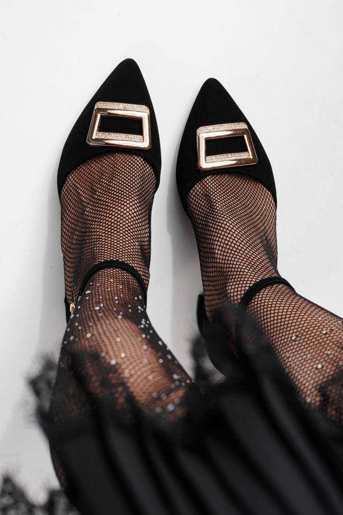 Дамски обувки с ток черни от еко кожа Adina #24242