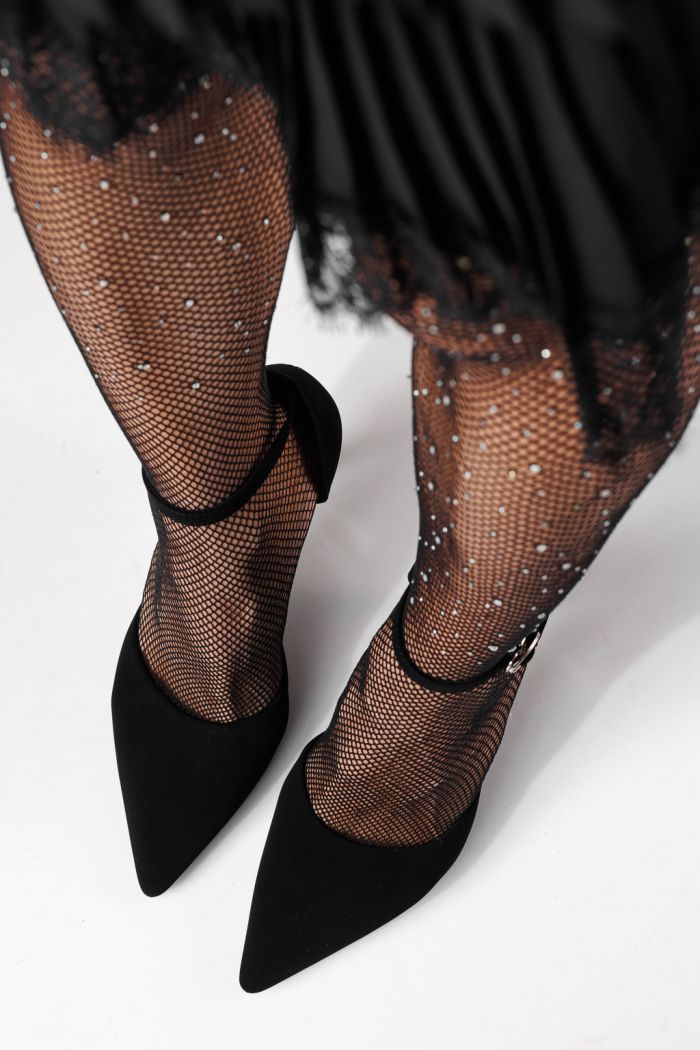 Дамски обувки с ток черни от еко кожа Kate #24265