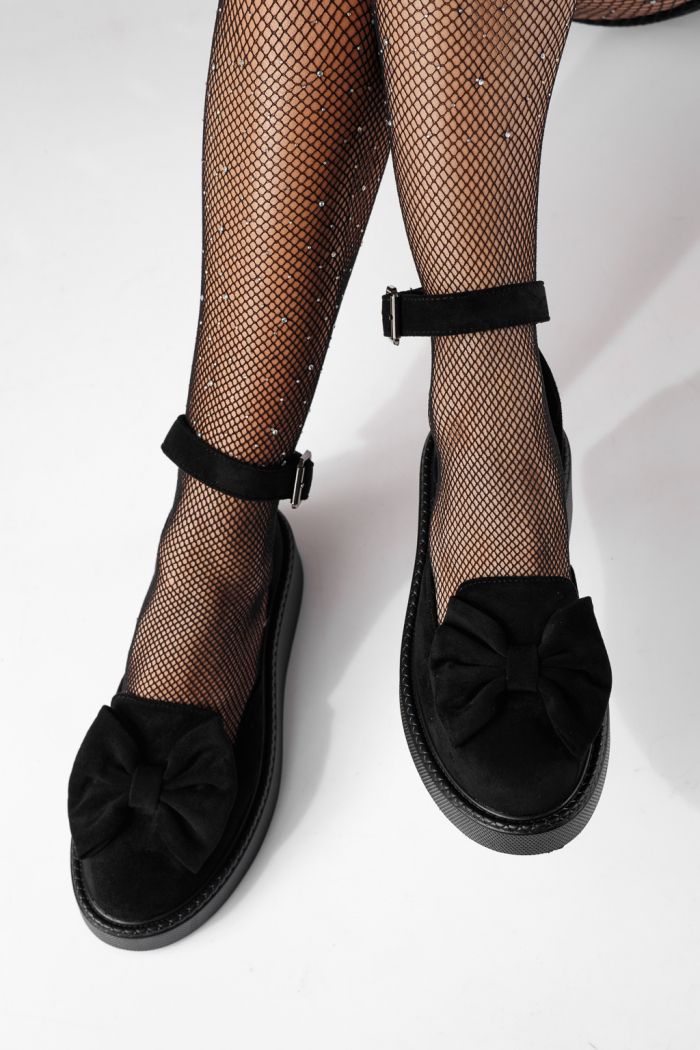 Дамски черни ежедневни обувки от еко кожа и велур Adina #24216