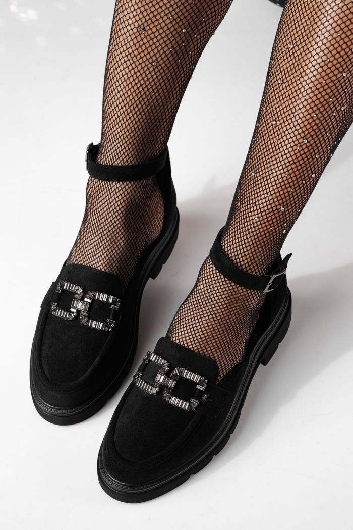 Всекидневни дамски обувки черни от обърната еко кожа Saima #24275