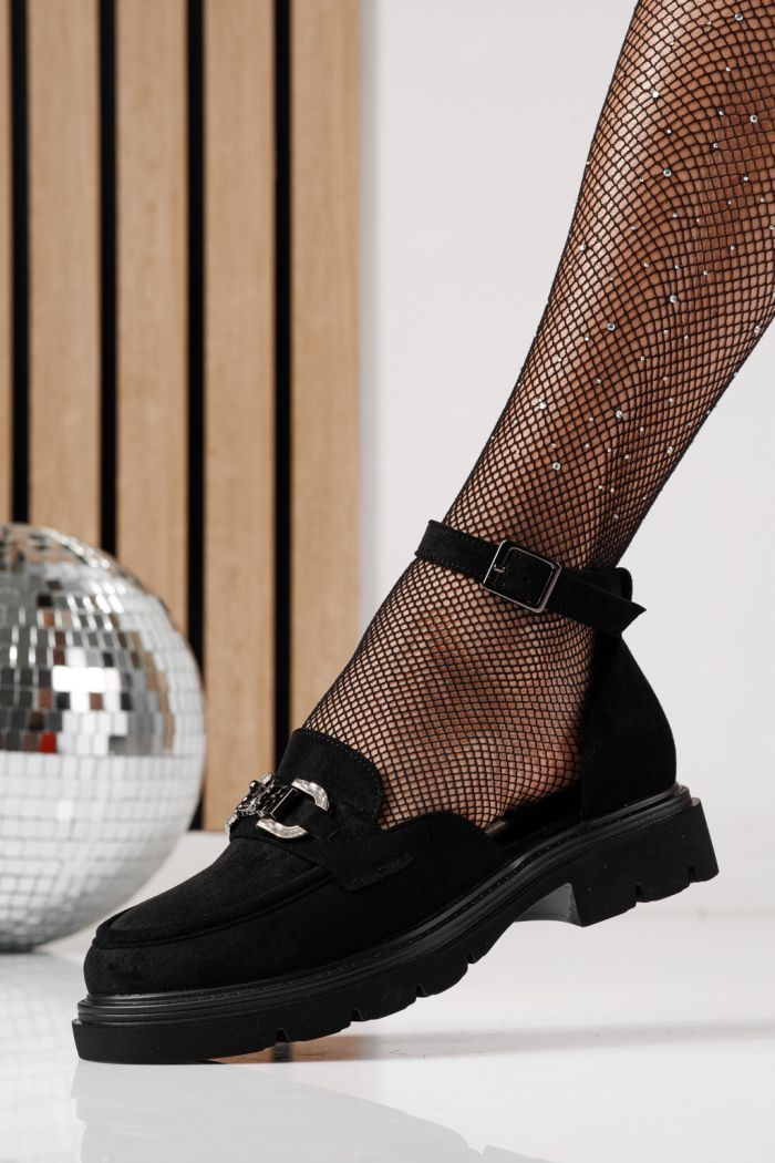 Всекидневни дамски обувки черни от обърната еко кожа Sasha #24276