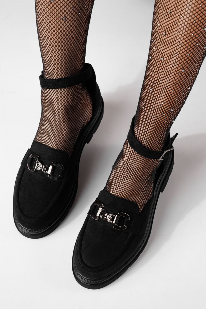 Всекидневни дамски обувки черни от обърната еко кожа Sasha #24276