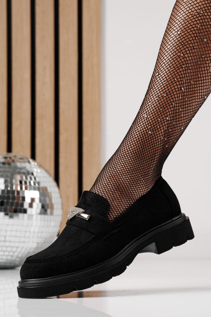 Всекидневни дамски обувки черни от обърната еко кожа Venus #24280