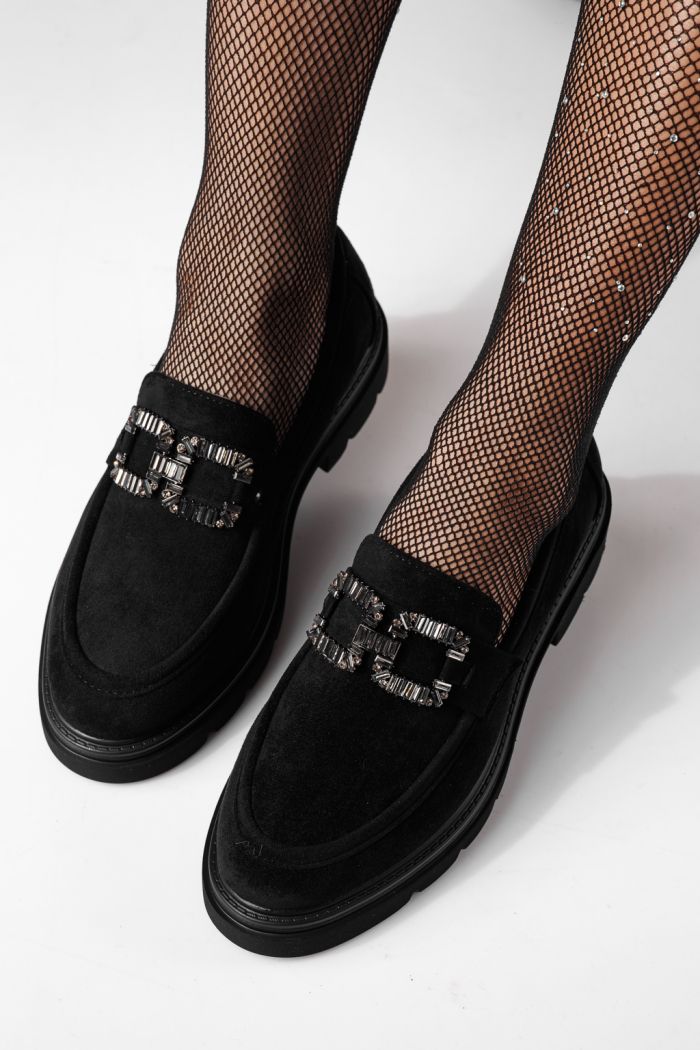 Всекидневни дамски обувки черни от обърната еко кожа Tabita #24277