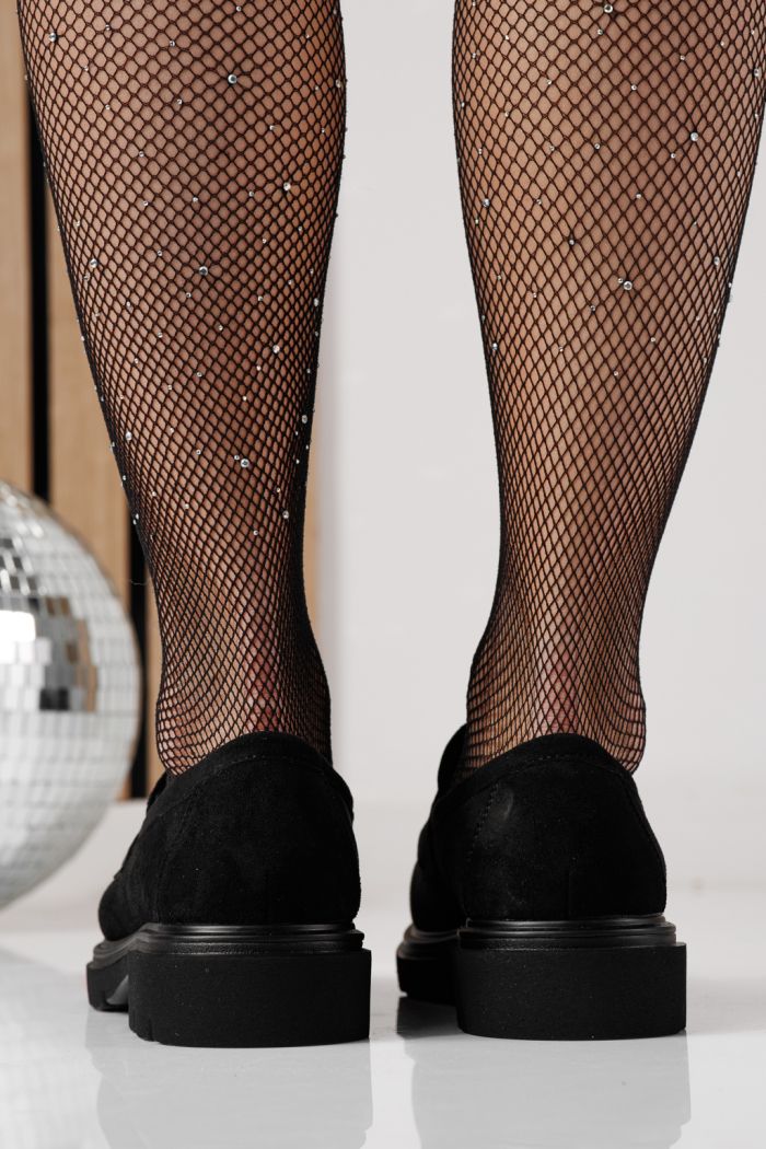 Всекидневни дамски обувки черни от обърната еко кожа Zina #24282