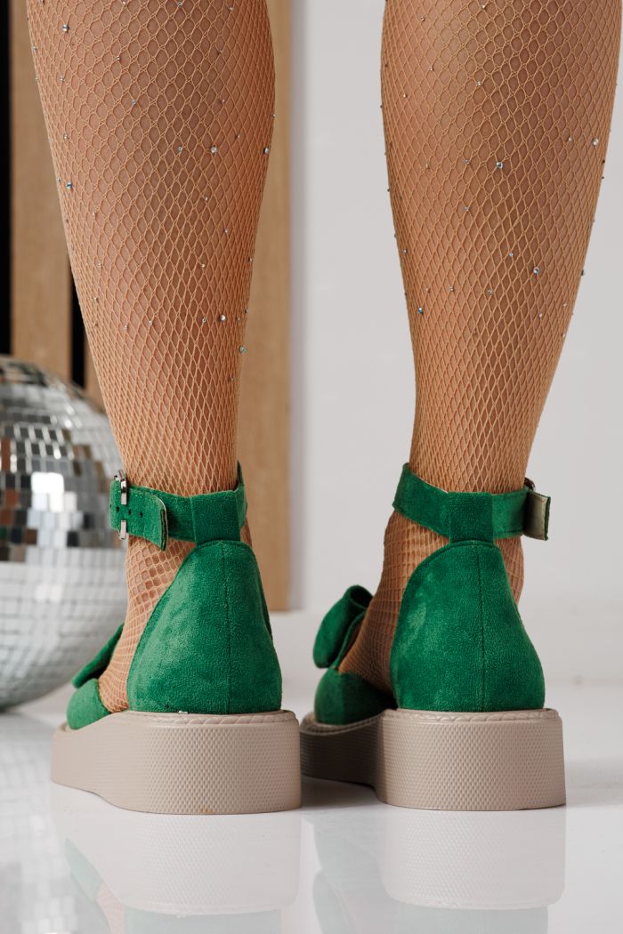 Дамски зелени ежедневни обувки от еко кожа и велур Adina #24217