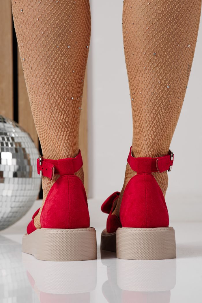 Дамски ежедневни обувки в цвят фуксия, изработени от еко кожа и велур Adina #24214