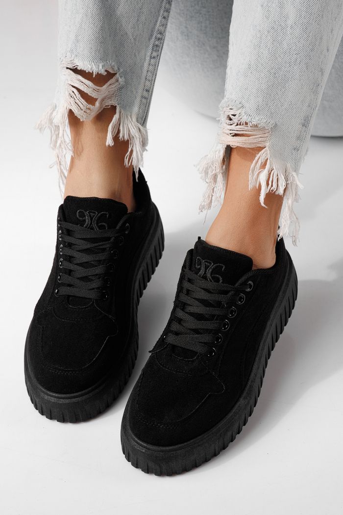 Дамски маратонки черни от еко кожа Delia #24298