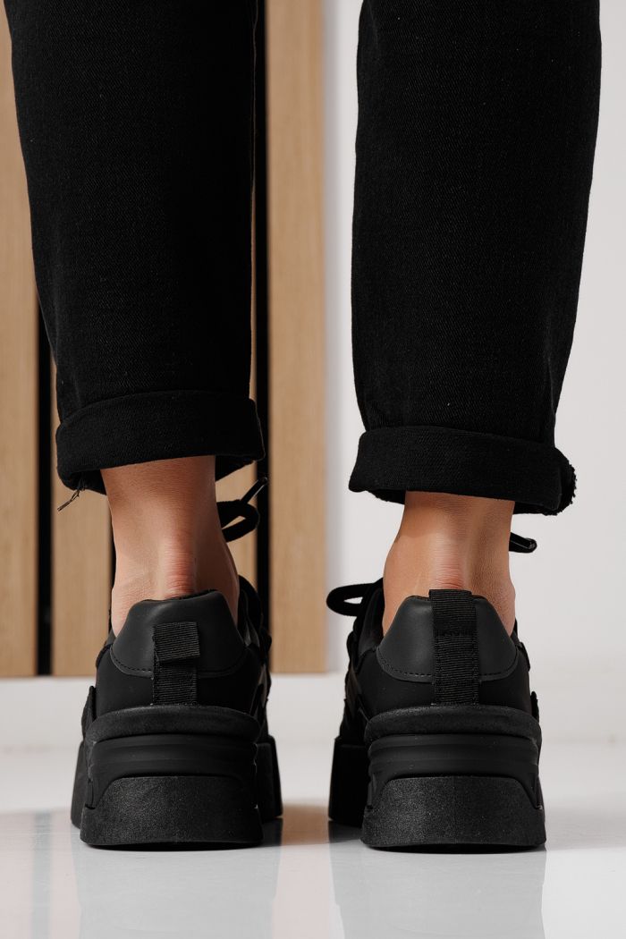 Дамски маратонки черни от еко кожа Corina #24293