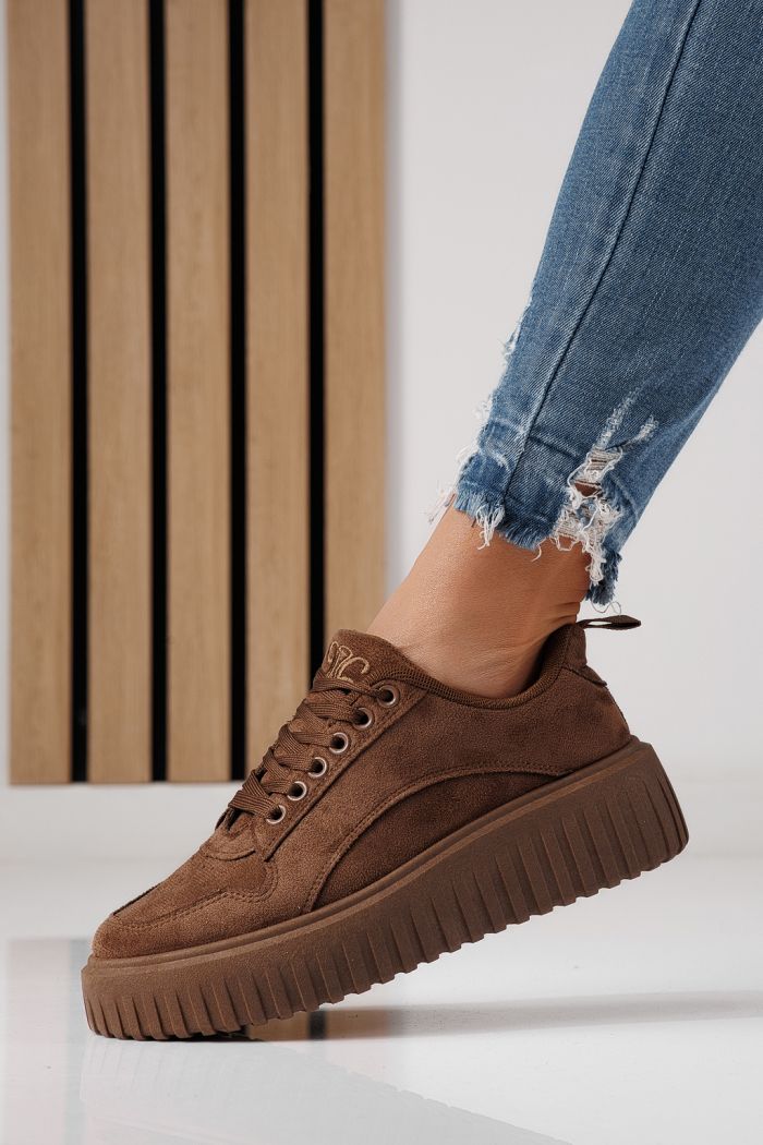 Дамски маратонки кафяви от еко кожа Delia #24300