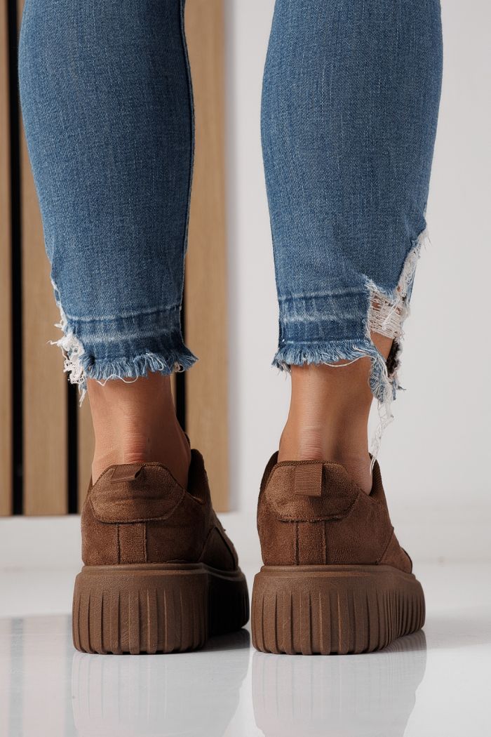 Дамски маратонки кафяви от еко кожа Delia #24300