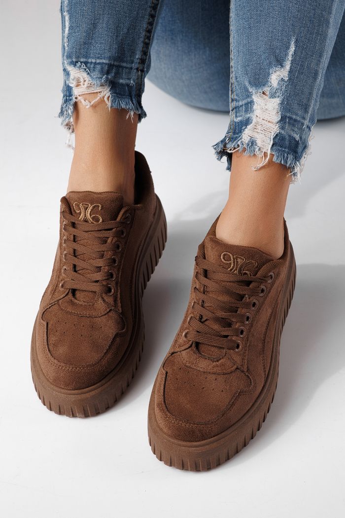 Дамски маратонки кафяви от еко кожа Delia #24300