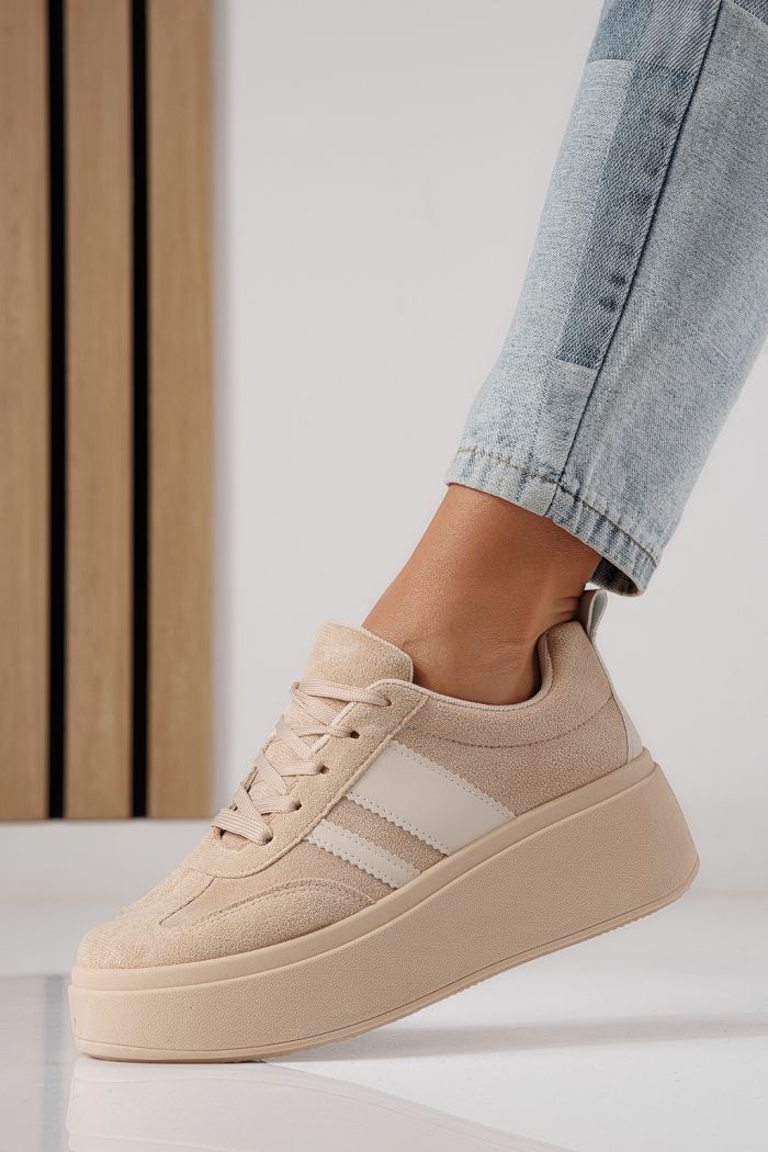 Дамски маратонки бежови от обърната еко кожа Diana #24302