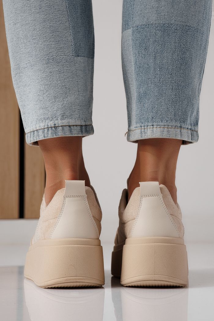 Дамски маратонки бежови от обърната еко кожа Diana #24302