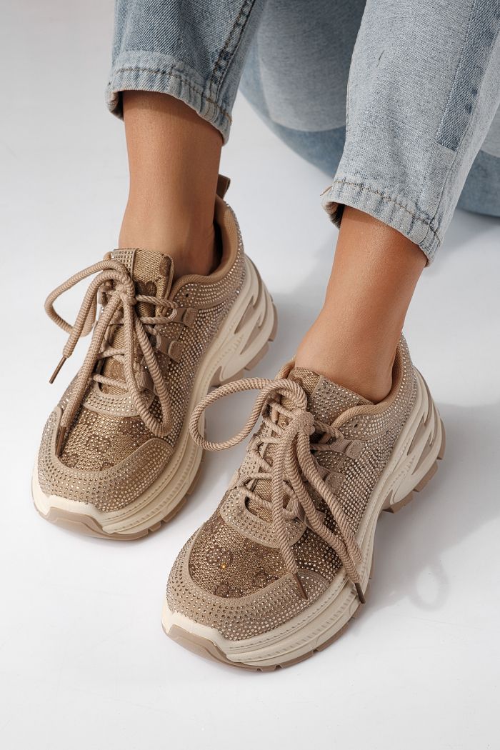 Дамски маратонки каки от текстилен материал Eliza #24309