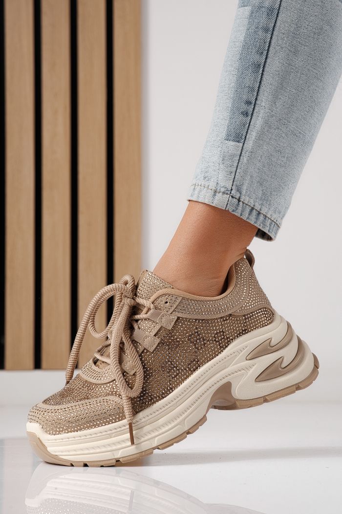 Дамски маратонки каки от текстилен материал Eliza #24309