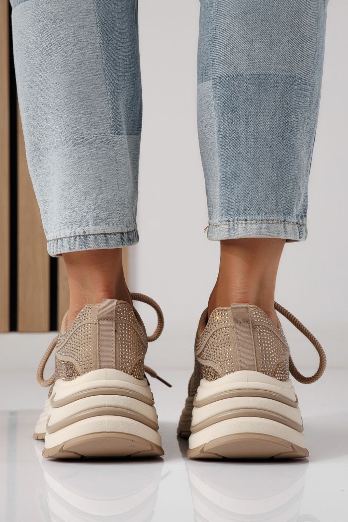 Дамски маратонки каки от текстилен материал Eliza #24309