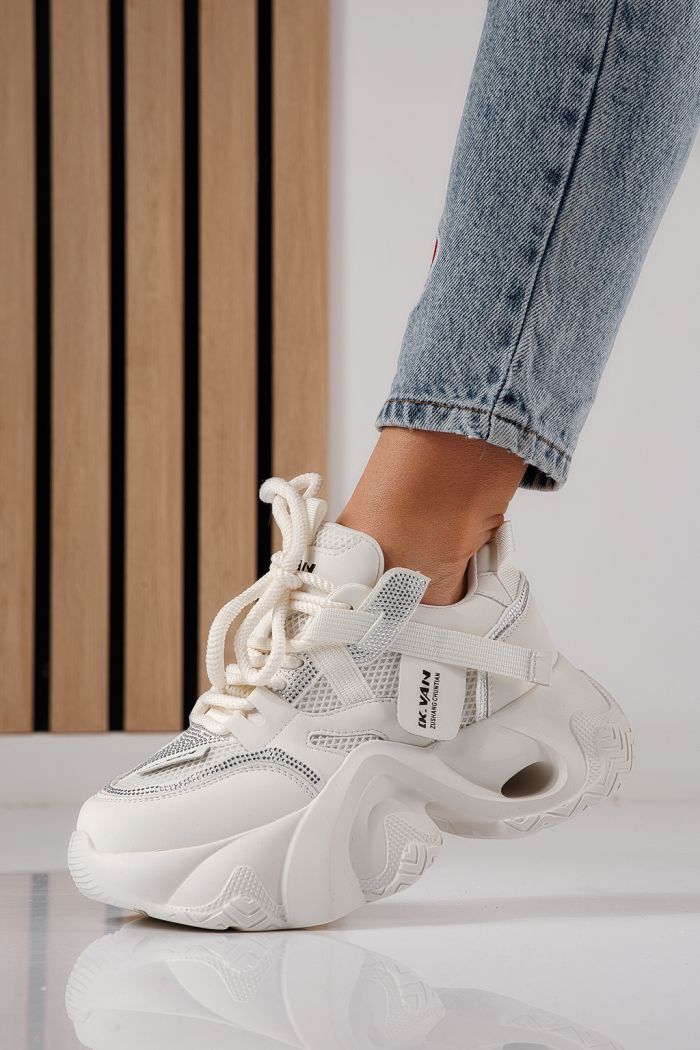 Дамски маратонки бели от еко кожа Zaira #24232