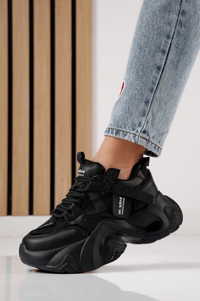 Дамски маратонки черни от еко кожа Zaira #24231