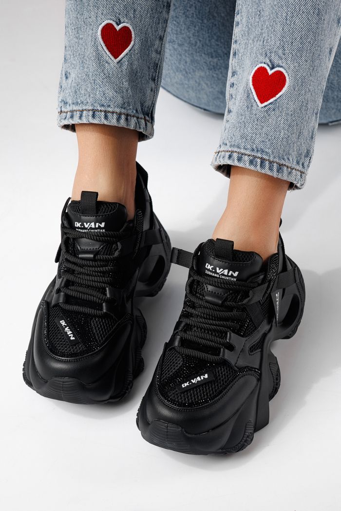 Дамски маратонки черни от еко кожа Zaira #24231