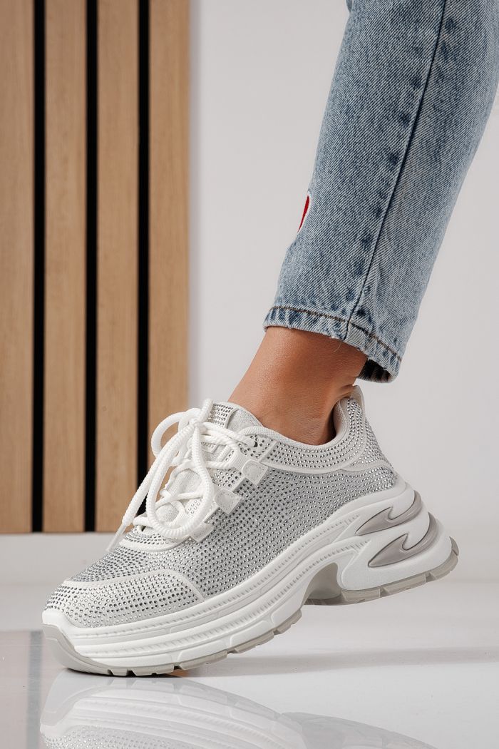 Дамски маратонки бели от текстилен материал Eliza #24308