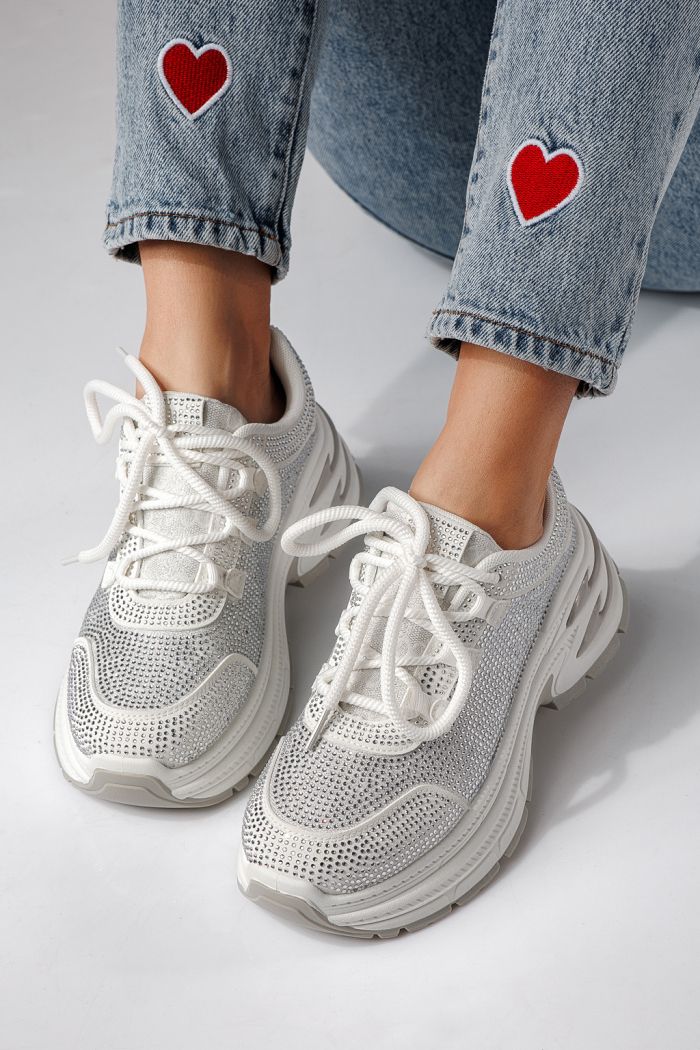 Дамски маратонки бели от текстилен материал Eliza #24308