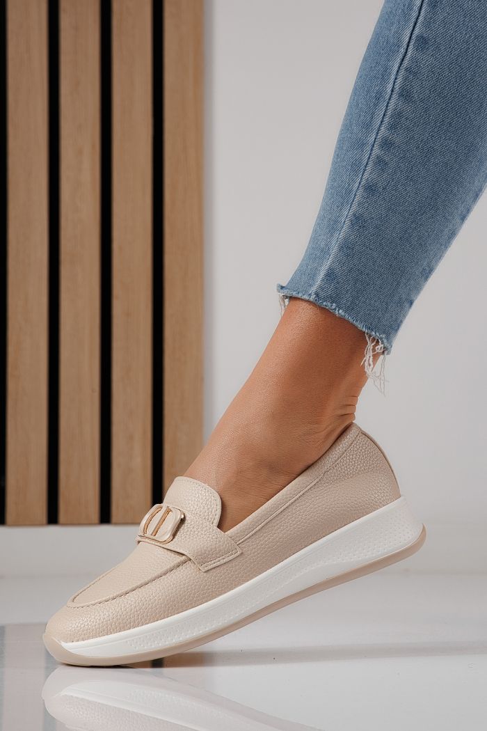 Всекидневни дамски обувки бежови от еко кожа Rania #24274