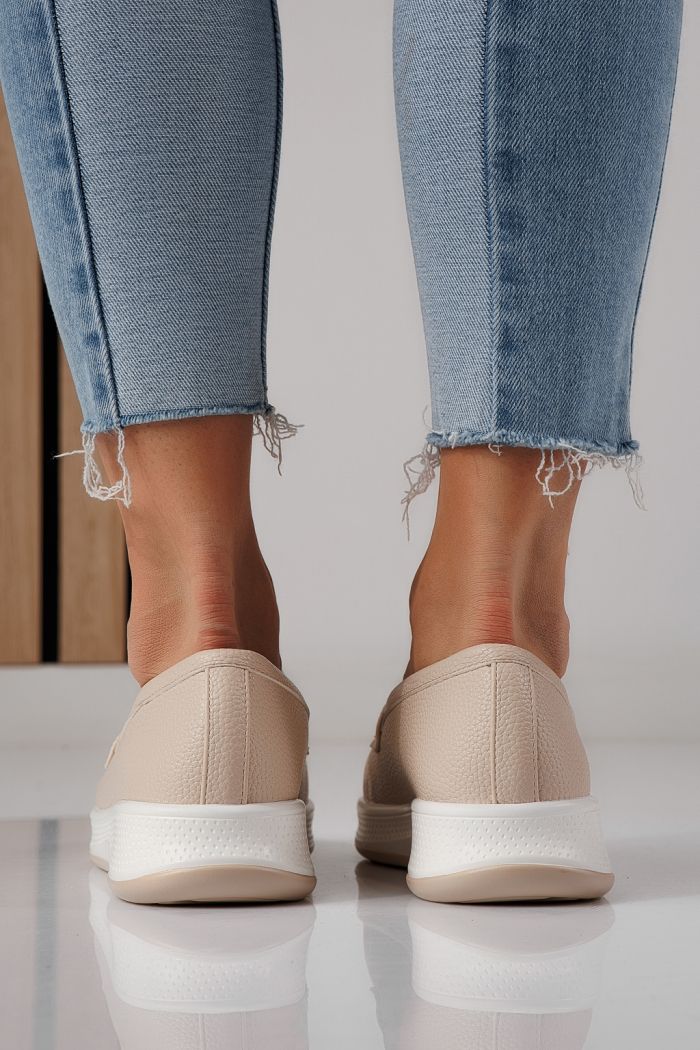 Всекидневни дамски обувки бежови от еко кожа Rania #24274