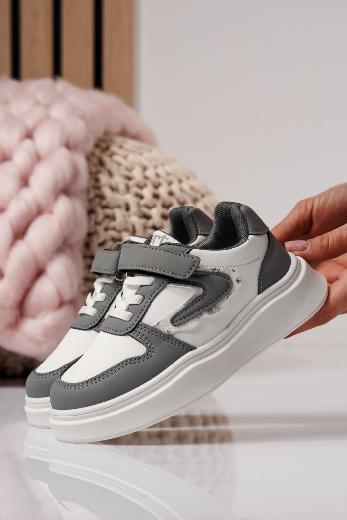 Детски маратонки сиви от еко кожа Isabella #24361