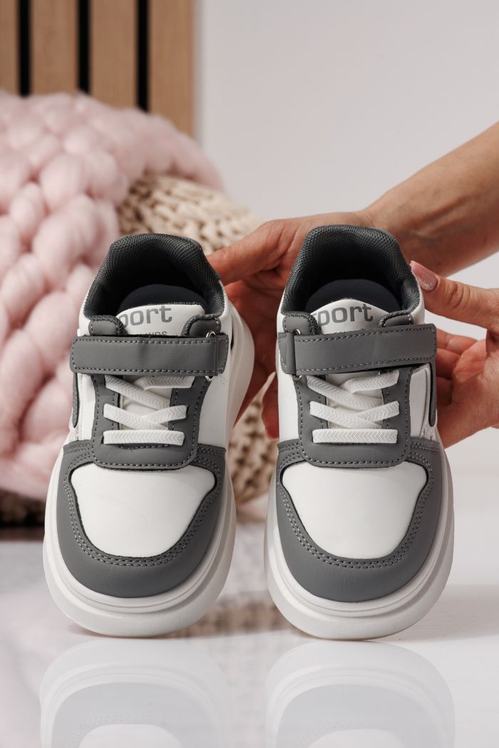 Детски маратонки сиви от еко кожа Isabella #24361