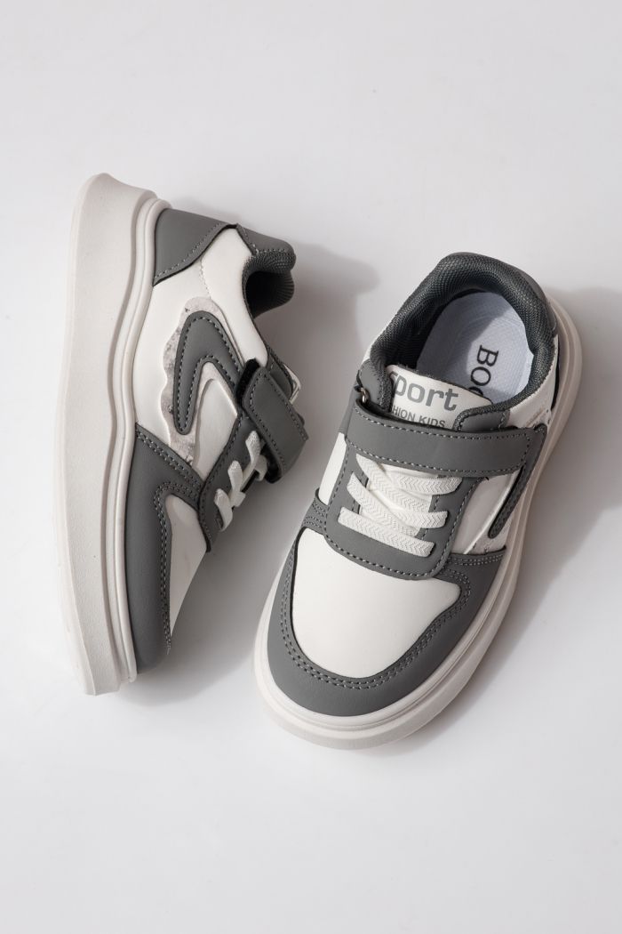 Детски маратонки сиви от еко кожа Isabella #24363